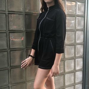 Black Zip-Up Romper || Forever 21